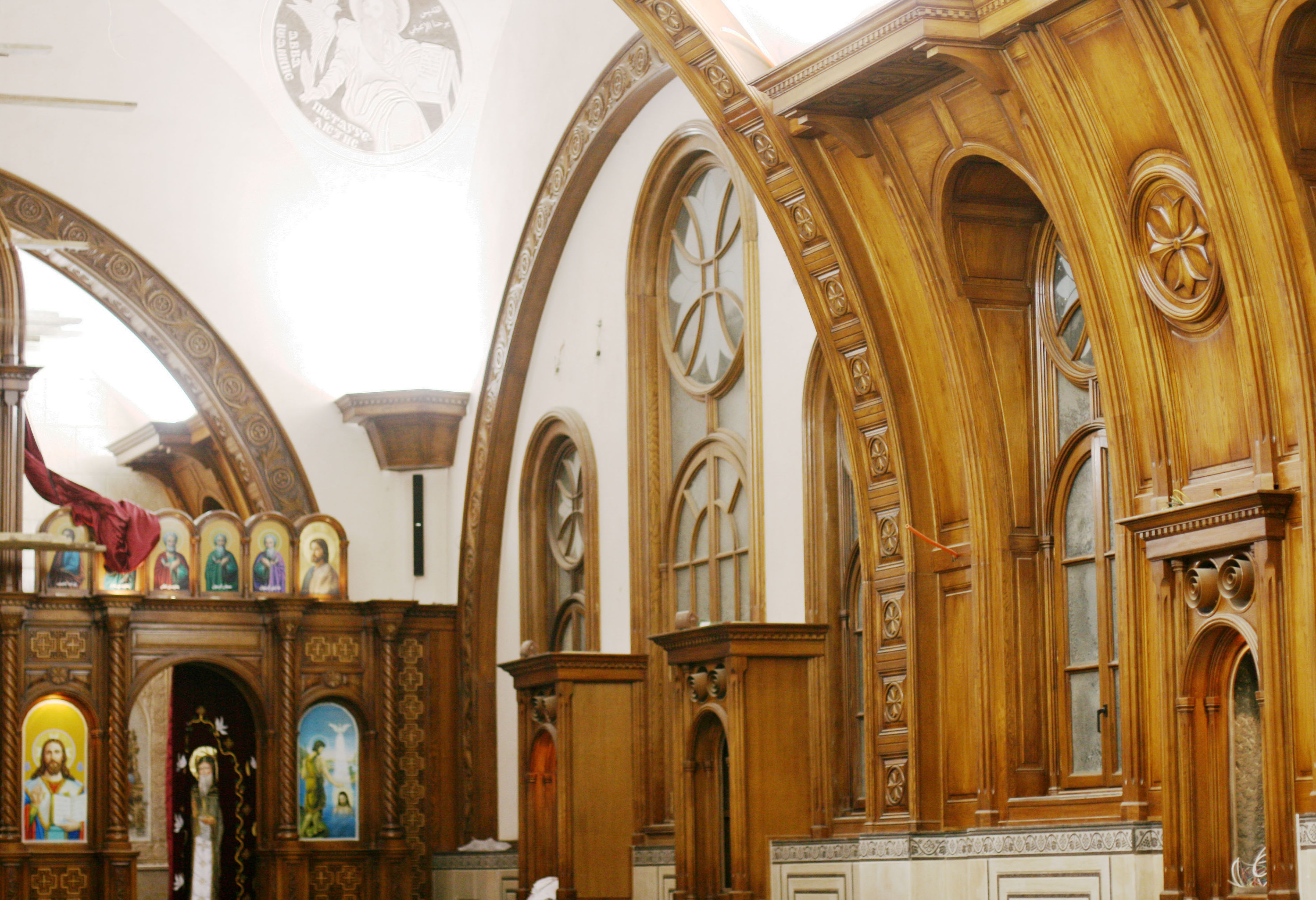 Mar Mina Monastery Church — church woodwork — Cairo, Egypt — view 1