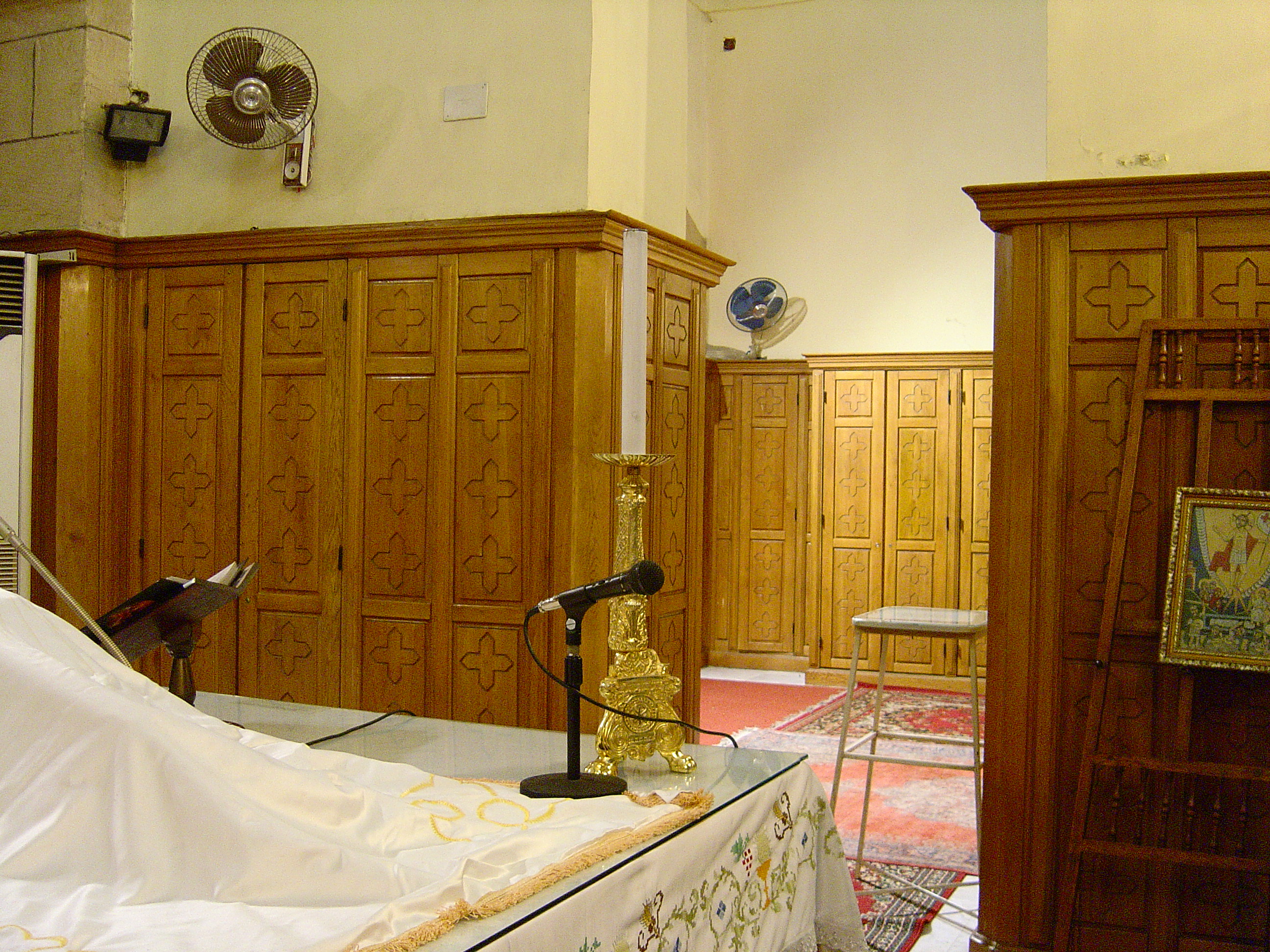 Virgin Mary Corniche — church woodwork — view 1